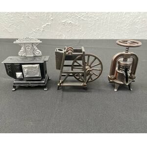 Vintage Play Me Metal Pencil Sharpeners: Stove, Fruit Squeezer, & Knife Grinder